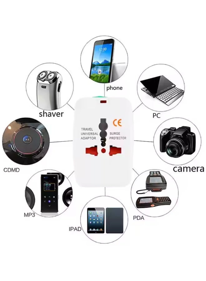 Travel Adapter Type-C & USB – Universal Plug for EU/UK/US/AU – All-in-One International Charger for iPhone, Samsung, Tablets – White - view 5