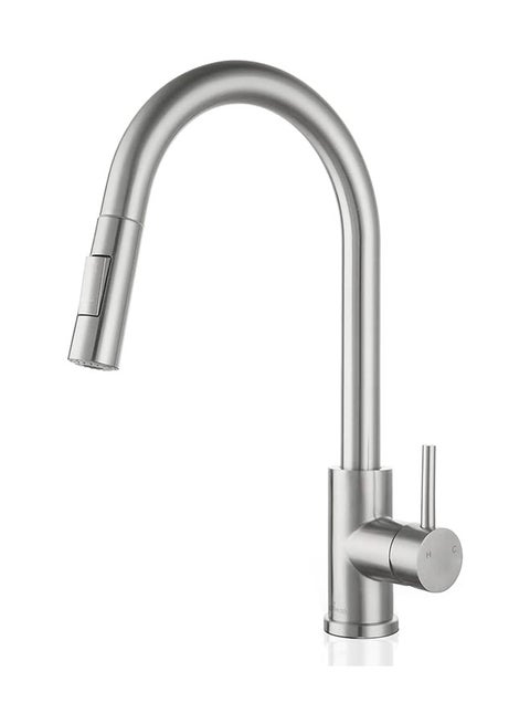 Kitchen Faucet with Pull-Out with 2 Spout Modes,  Brushed Nickel Stainless Steel, Stainless Steel Single Handle, High Arc Kitchen Faucet for Kitchen Sink/ Laundry Room （70cm brushed water pipe）