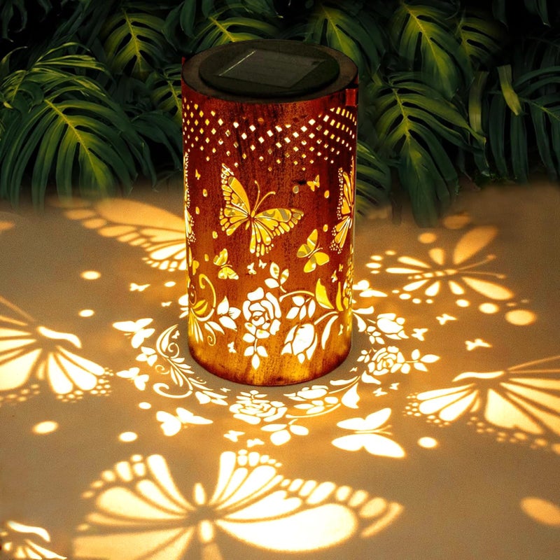 BSGlobal Butterfly Solar Lanterns Outdoor Waterproof Hanging Lights, Butterfly Gifts for Women Mom Grandma, Metal Decorative LED Solar Lanterns for Yard Patio Porch Balcony Garden Decor - Image 1