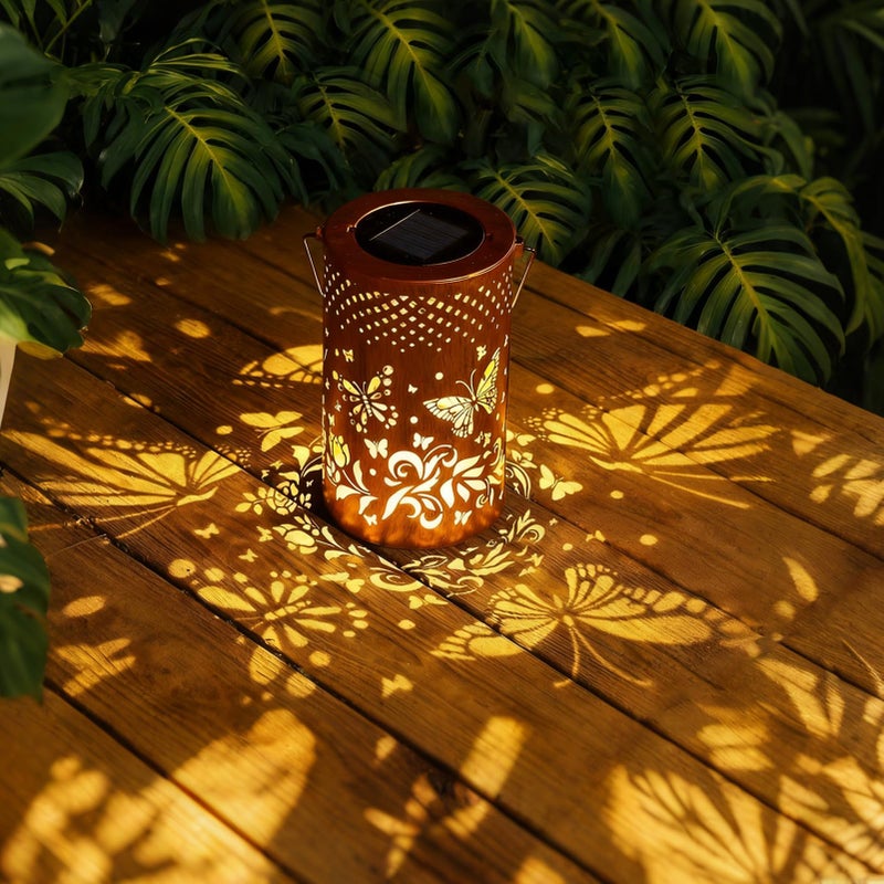 BSGlobal Butterfly Solar Lanterns Outdoor Waterproof Hanging Lights, Butterfly Gifts for Women Mom Grandma, Metal Decorative LED Solar Lanterns for Yard Patio Porch Balcony Garden Decor - Image 2