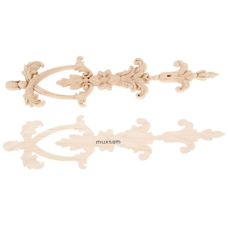 موكسام Muxsam Long Frame Onlays heallays wood منحوتة شارات منحوتة 4 عبوات غير مسبقة النحت الخشبي لمرآة الحائط مرآة خزانة خزانة خزانة خزانة خزانة 25x6 سم/9.84 "" x2.36 "" - Image 3
