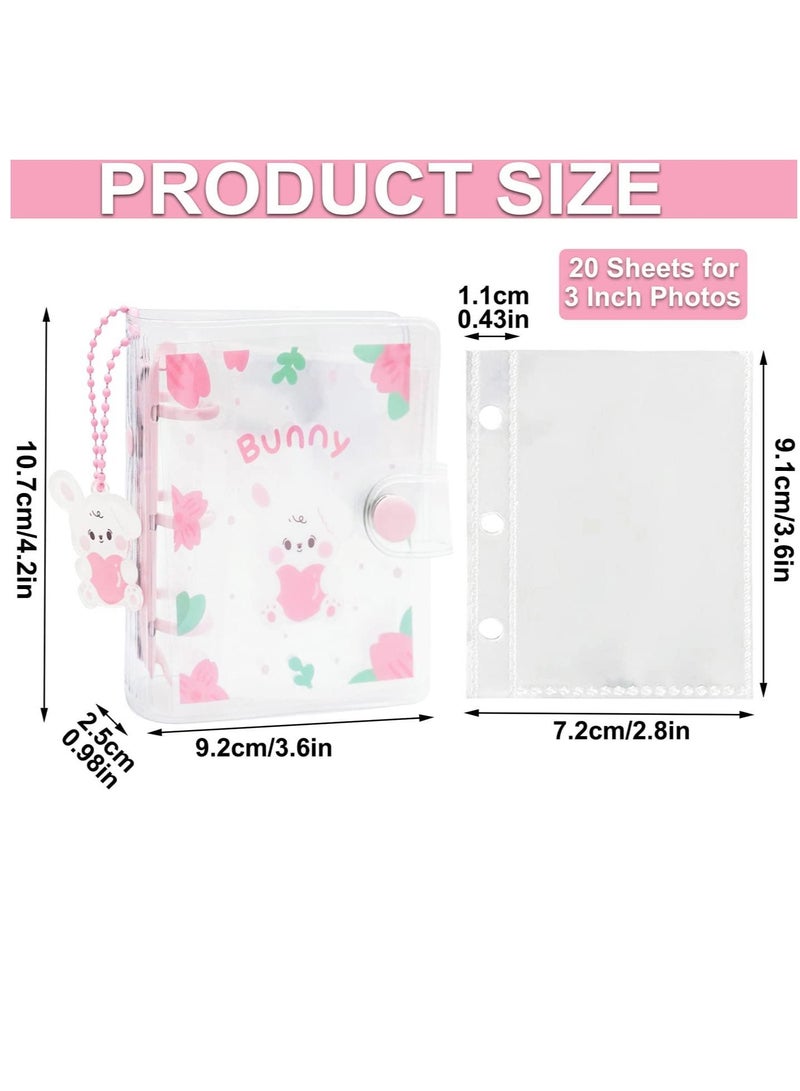 Y&D 10 Sheets 20 Pockets Mini Cartoon Binder Album Can Be Refilled Transparent Photo Binder Sticker Storage Book Small Card Collection Pink  - Image 4