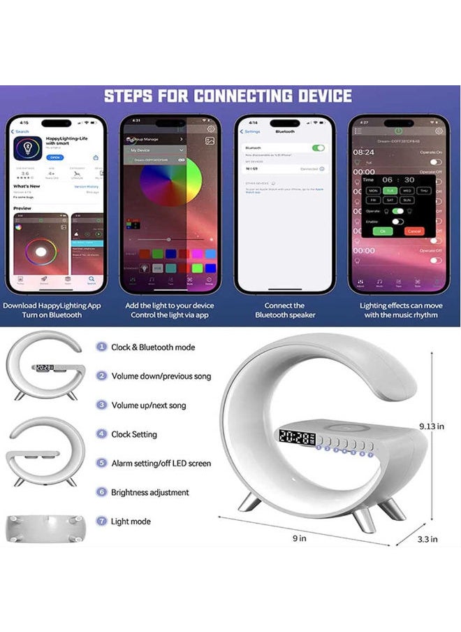SHOPI - Intelligent Atmosphere Lamp Bluetooth Speaker Wireless Charger Alarm Clock - Image 1