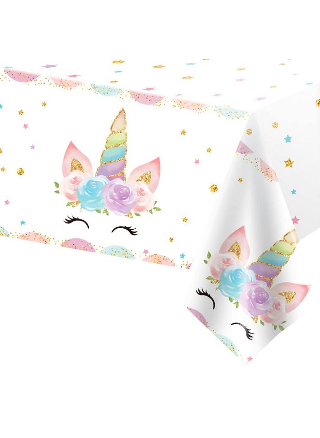 DaiUni 1Pcs Unicorns Party Tablecloths For Birthday Party Decoration Plastic Disposable Rectangle Party Table Covers For Kids Girls Birthday Baby Shower Party Supplies 54 X 108  - Image 1