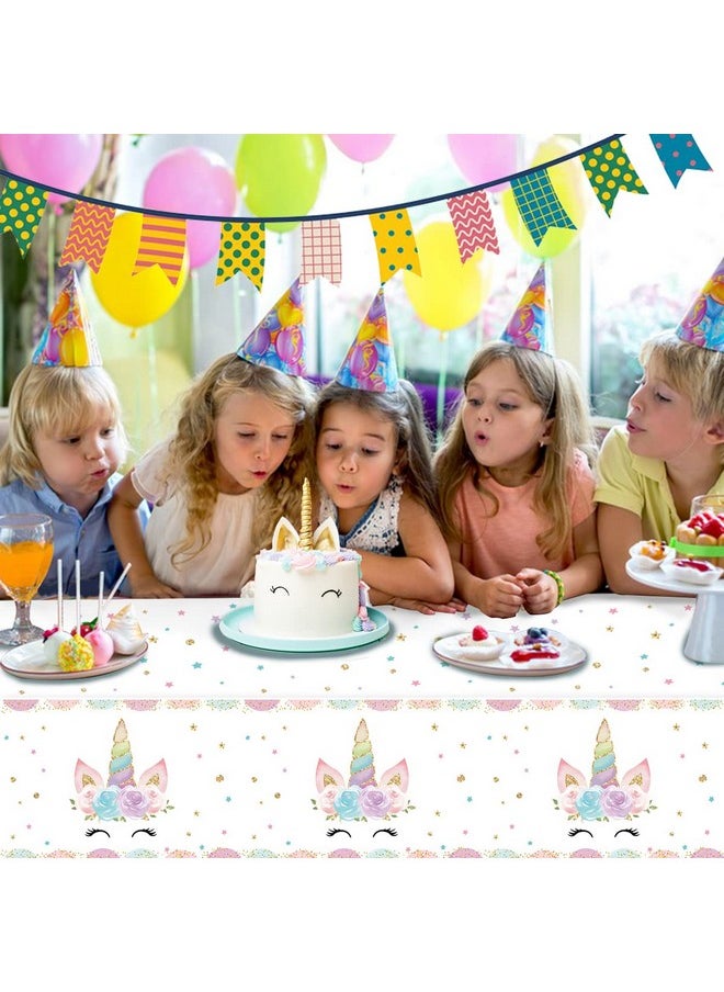 DaiUni 1Pcs Unicorns Party Tablecloths For Birthday Party Decoration Plastic Disposable Rectangle Party Table Covers For Kids Girls Birthday Baby Shower Party Supplies 54 X 108  - Image 4