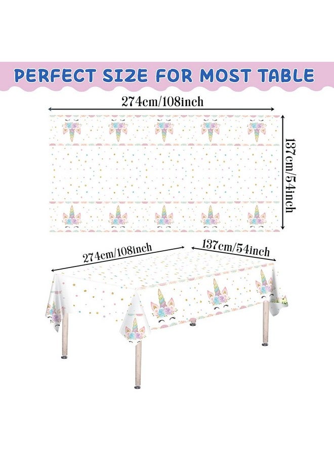 DaiUni 1Pcs Unicorns Party Tablecloths For Birthday Party Decoration Plastic Disposable Rectangle Party Table Covers For Kids Girls Birthday Baby Shower Party Supplies 54 X 108  - Image 2