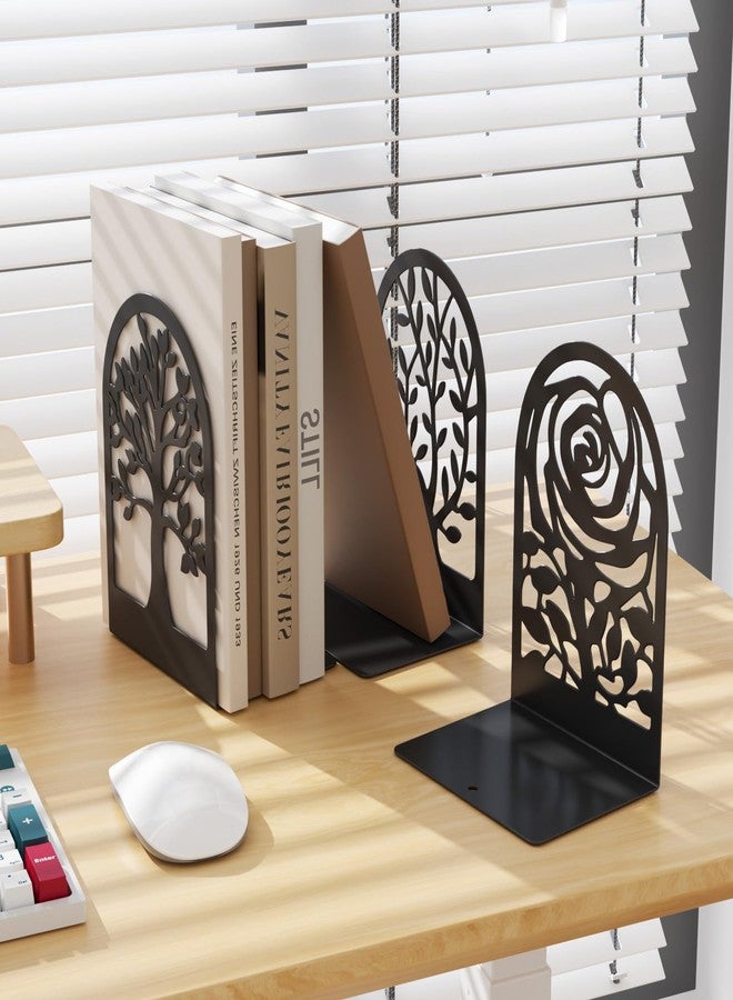 MaxGear Decorative Book Ends, Heavy Duty Bookends for Shelves, Metal Bookend for Heavy Book Supports, Office Bookends Shelf Holder Black 3pair, Non-Skid Book Stoppers 6.89x4.89x3.54 inch - Image 5