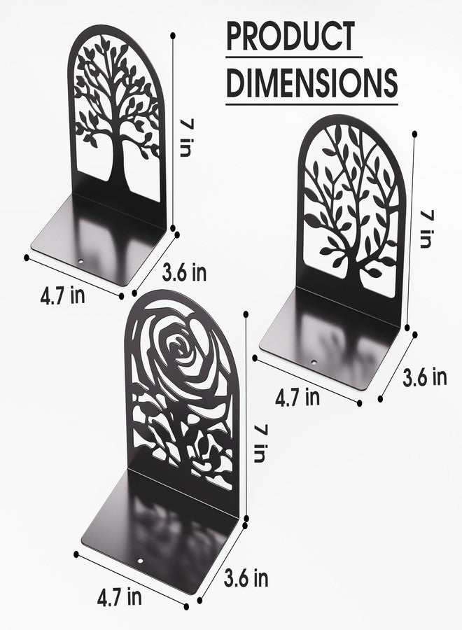 MaxGear Decorative Book Ends, Heavy Duty Bookends for Shelves, Metal Bookend for Heavy Book Supports, Office Bookends Shelf Holder Black 3pair, Non-Skid Book Stoppers 6.89x4.89x3.54 inch - Image 3