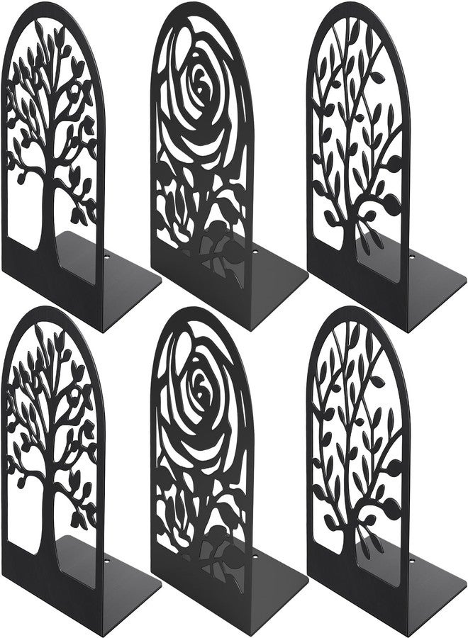 MaxGear Decorative Book Ends, Heavy Duty Bookends for Shelves, Metal Bookend for Heavy Book Supports, Office Bookends Shelf Holder Black 3pair, Non-Skid Book Stoppers 6.89x4.89x3.54 inch - Image 1