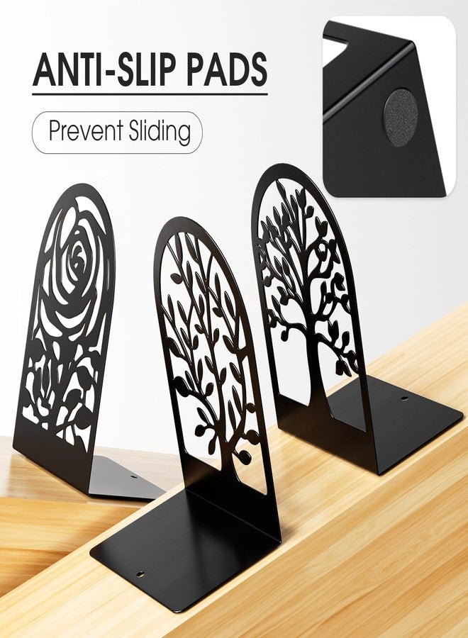 MaxGear Decorative Book Ends, Heavy Duty Bookends for Shelves, Metal Bookend for Heavy Book Supports, Office Bookends Shelf Holder Black 3pair, Non-Skid Book Stoppers 6.89x4.89x3.54 inch - Image 2