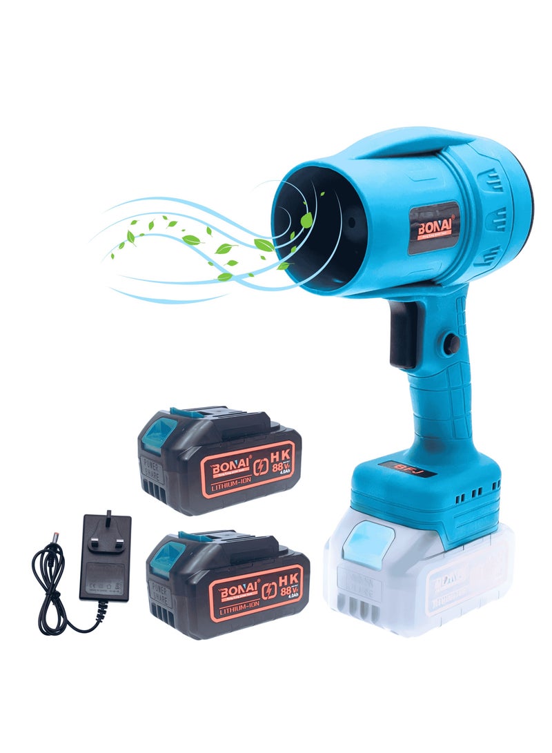 بوناي منفاخ أوراق بوناي جيت دراي 88 فولت لاسلكي مع بطاريتين وشاحن، منفاخ هواء كهربائي ثنائي السرعة للغبار والأوراق وتجفيف السيارات وتنظيف الأماكن الخارجية والمرآب، منفاخ هواء توربو - BN-HK59 - Image 1