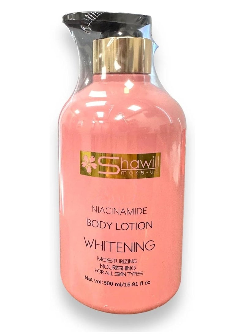 Shawill Shawi Sakura Niacinamide Body Lotion, Whitening and Moisturizing, 500ml/16.91 fl oz, For All Skin Types - Image 3