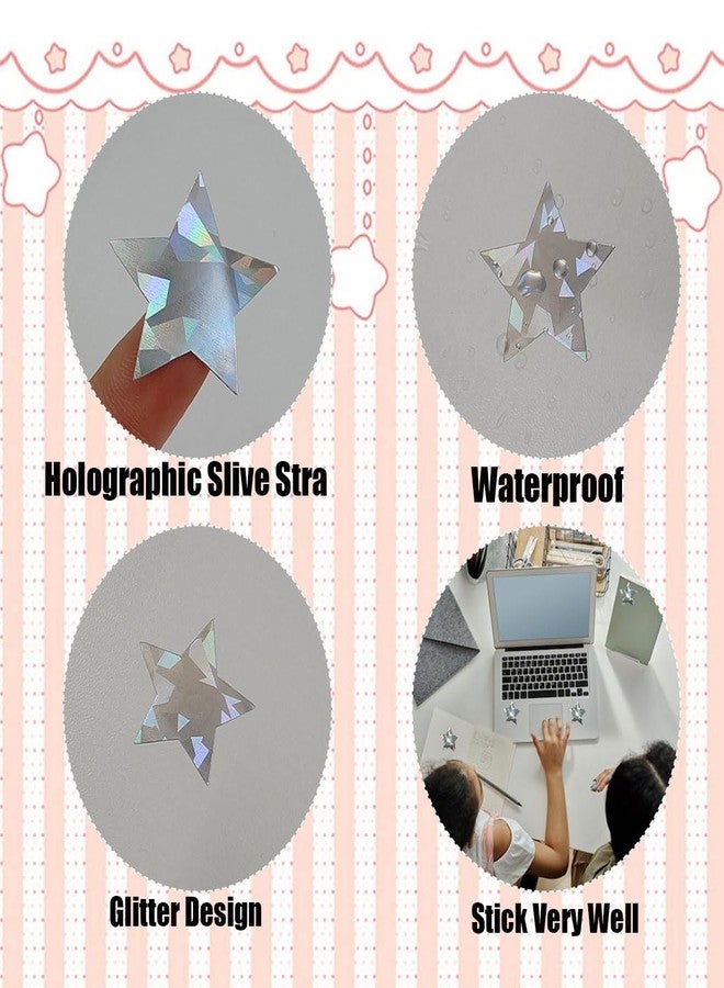 ZYYC 1000 Pcs Metallic Glitter Star Stickers - Holographic, Self-Adhesive, 1 Inch - Image 3