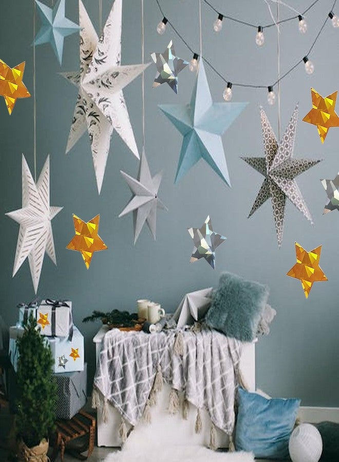 ZYYC 1000 Pcs Metallic Glitter Star Stickers - Holographic, Self-Adhesive, 1 Inch - Image 2