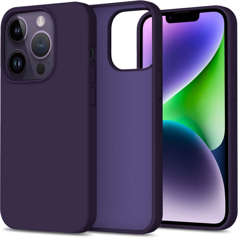 DIZORO® Compatible with iPhone 14 PRO MAX Case, Liquid Silicone Case, Full Body Protective Cover, Shockproof, Slim Phone Case, Anti-Scratch Soft Microfiber Lining, 6.1 inch - (Deep Purple) - Image 1