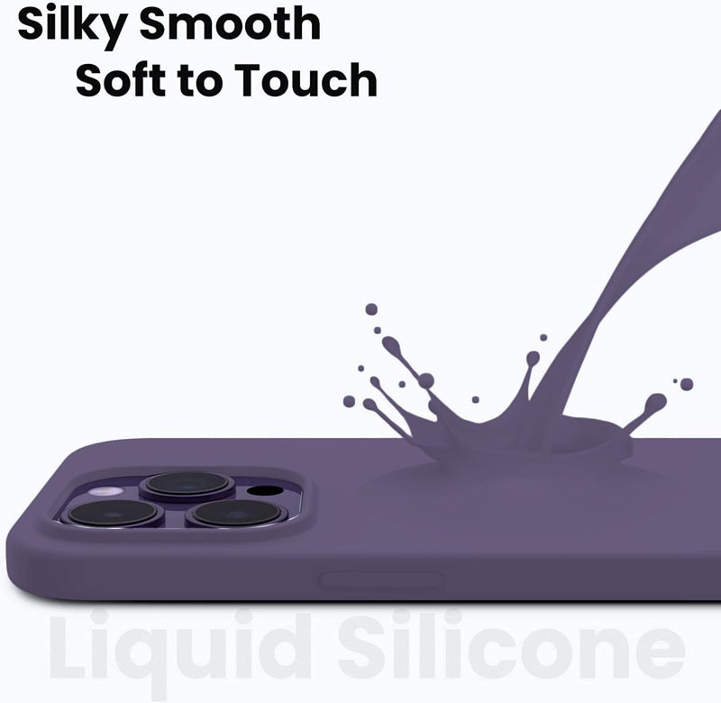 DIZORO® Compatible with iPhone 14 PRO MAX Case, Liquid Silicone Case, Full Body Protective Cover, Shockproof, Slim Phone Case, Anti-Scratch Soft Microfiber Lining, 6.1 inch - (Deep Purple) - Image 5