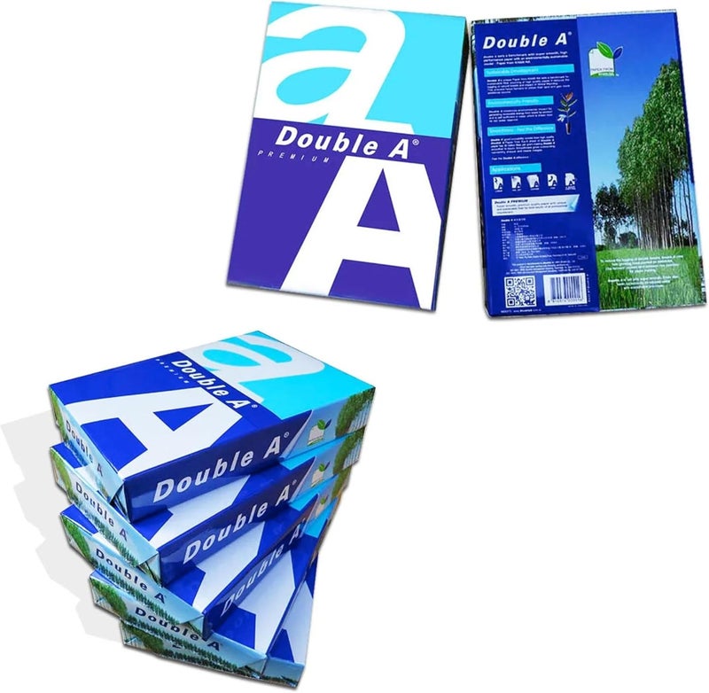 Double a paper ورق دابل A A4 – علبة من 5 رزم | 210 مم × 297 مم | أوراق بيضاء ساطعة للاستخدام في المكتب والمدرسة والمنزل - Image 3