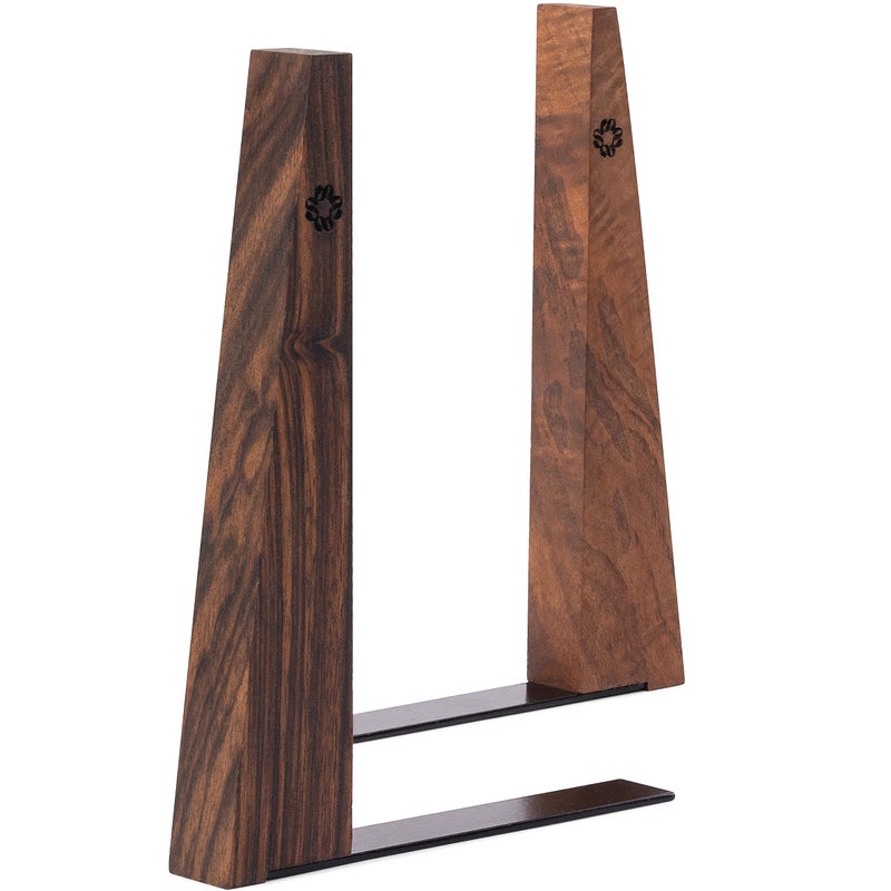 TILISMA Walnut Bookends for Shelves Wooden Book Ends for Shelves Sturdy Book Holders Stoppers with Metal Base for Bookshelves Slick Decorative Bookends Stands Firmly on Bookshelf Pair