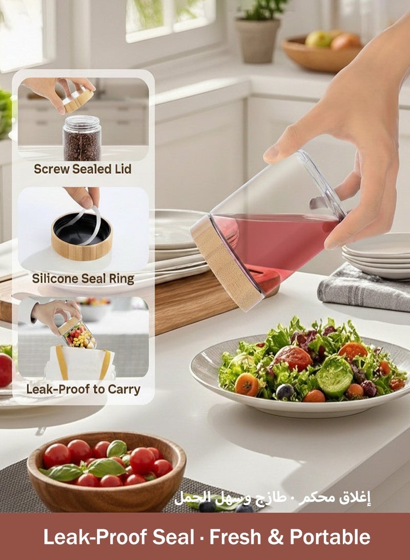 برطمانات زجاجية للشوفان الليلي والزبادي مع أغطية من الخيزران – مجموعة 6 قطع لحفظ الطعام بإحكام، مثالية للسلطة وتحضير الوجبات مع ملصقات وقلم - Image 4
