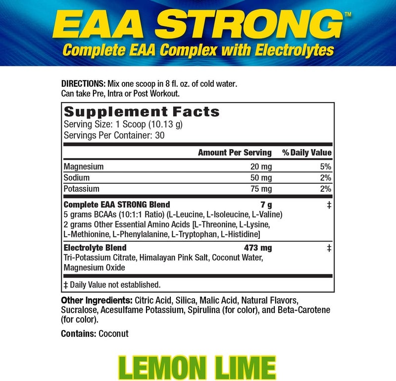 Maximum Human Performance Mhp Eaa Strong All 9 Essential Amino Acid Supplements Electrolytes Lemon Lime - Image 2