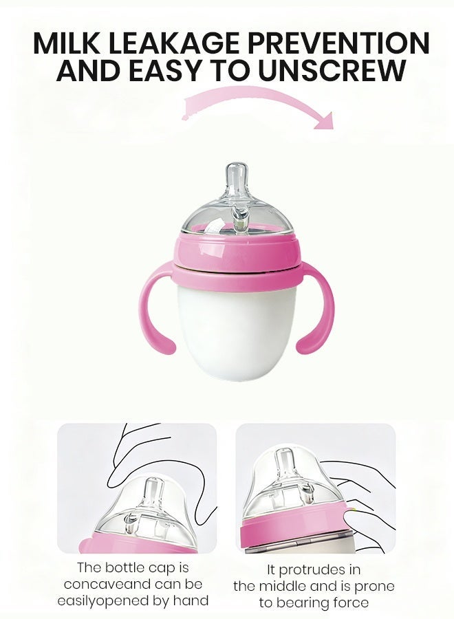 أيلا 1 عبوة عبوة ذات لمسة طبيعية للطفل، ناعمة ومرنة، سهلة التنظيف، زجاجة مزدوجة مضادة للمغص للطفل والرضع وللمواليد 150 مللي (وردي) - Image 4