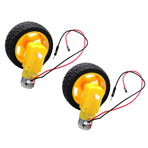 DIYmall TT Motor with Leads DC 36V Gearbox Motor 148 200RPM Tire Wheel for Arduino Smart Car 2Pin Male Connector Wire 2 2motor2wheel - Image 1