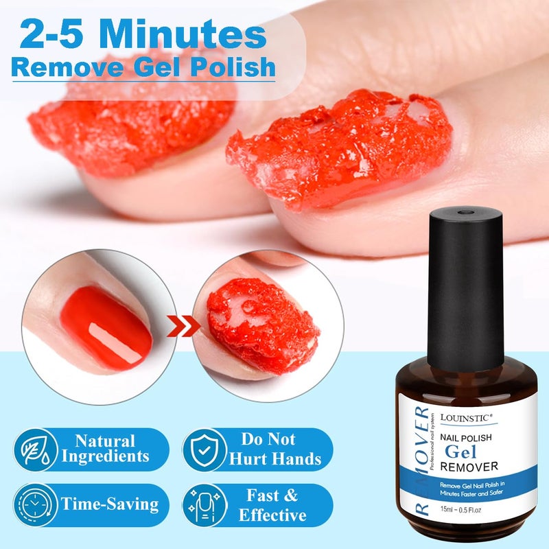 LOUINSTIC Gel Remover for Nails & Cuticle Oil for Nails,Nail Remover Quick Remove Gel Nail Polish within 3-5 mins, Nail Polish Remover removedor de esmalte gel - Image 2