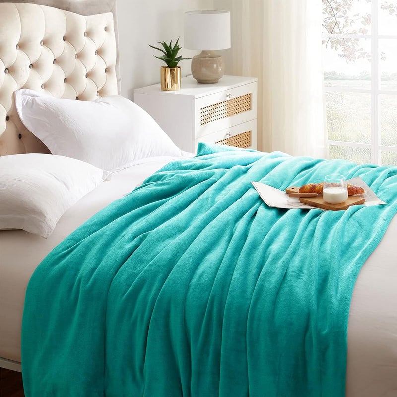KMUSET Fleece Blanket Throw - Teal, Lightweight, Super Soft, Cozy Luxury Bed Blanket - Image 5