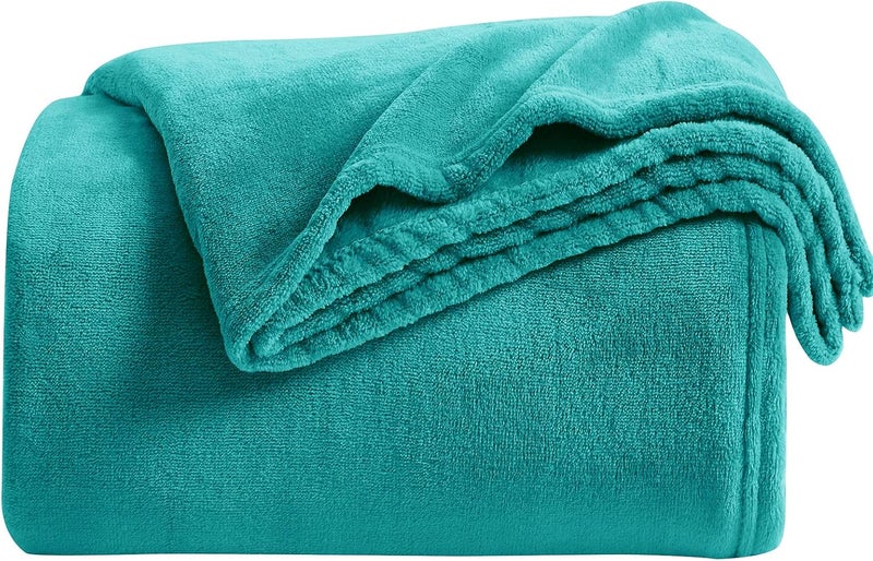 KMUSET Fleece Blanket Throw - Teal, Lightweight, Super Soft, Cozy Luxury Bed Blanket - Image 1