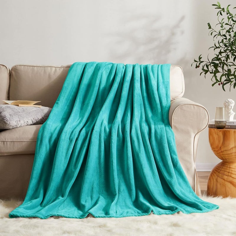 KMUSET Fleece Blanket Throw - Teal, Lightweight, Super Soft, Cozy Luxury Bed Blanket - Image 2