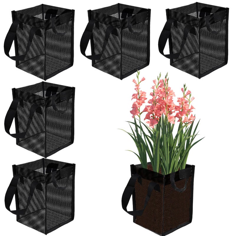 Emsiok 6PCS Mesh Aquatic Pond Plant Baskets 1Gallon Pond Planting Bags Reusable Aquatics Planter Pot Water Lily Growing Container with Handles for Lotus Bog Plant Garden Terrestrial Plants 59x59x79 Inch - Image 2