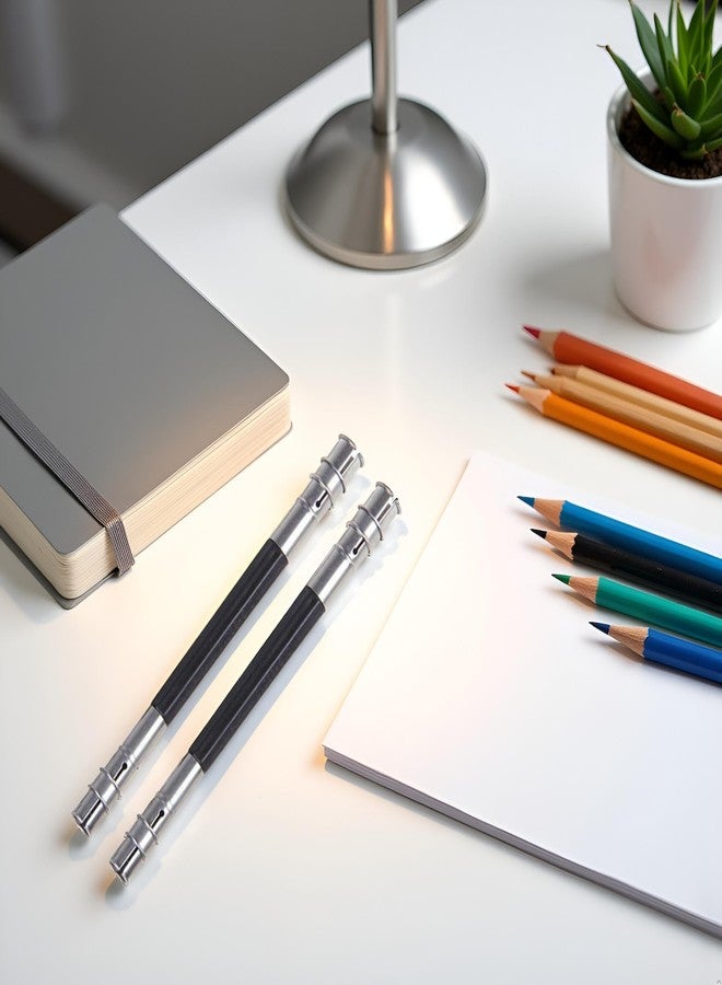 Sluswallow 2 Pcs Useful Stainless Steel Dual Head Pencil Extender Holder Double-Headed Pencil Stationery Accessories for Stationery Desk Supplies Holders and Dispensers - Image 3