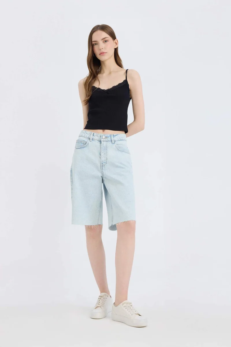 ديفاكتو Fitted Slim Fit Ribbed Camisole Black Undershirt