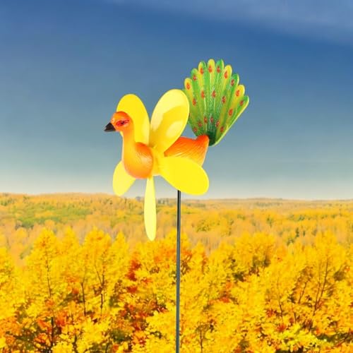 Chocozone Garden Decor 3D Pinwheels Animal Insects Wind Spinners Outdoor Pinwheels for Garden Rotating Whirlygigs Landscape Decorations (Peacock) - Image 3