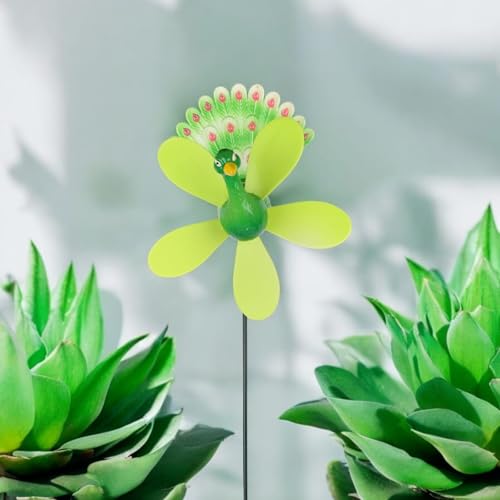 Chocozone Garden Decor 3D Pinwheels Animal Insects Wind Spinners Outdoor Pinwheels for Garden Rotating Whirlygigs Landscape Decorations (Peacock) - Image 4