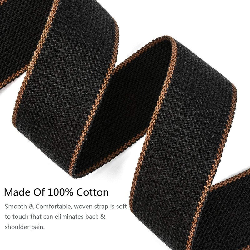 BestSounds Acoustic Guitar Strap, Soft Cotton & Leather Ends Strap for Electric & Bass Guitars come with 1 Button & 2 Locks - Image 2