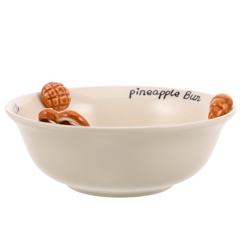 Porcelain Serving Bowl: Cute Ceramic Mixing Dish - Inside Embossed Bowl for Salads Spaghetti Dessert Veggie and Fruits, Dishwasher Safe - Image 1