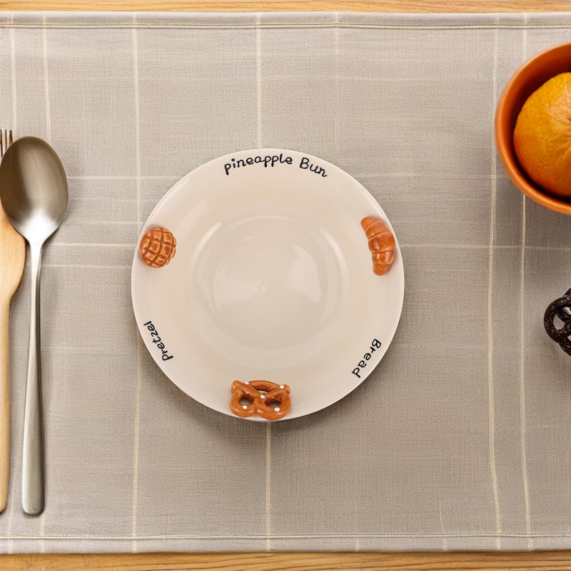 Porcelain Serving Bowl: Cute Ceramic Mixing Dish - Inside Embossed Bowl for Salads Spaghetti Dessert Veggie and Fruits, Dishwasher Safe - Image 4
