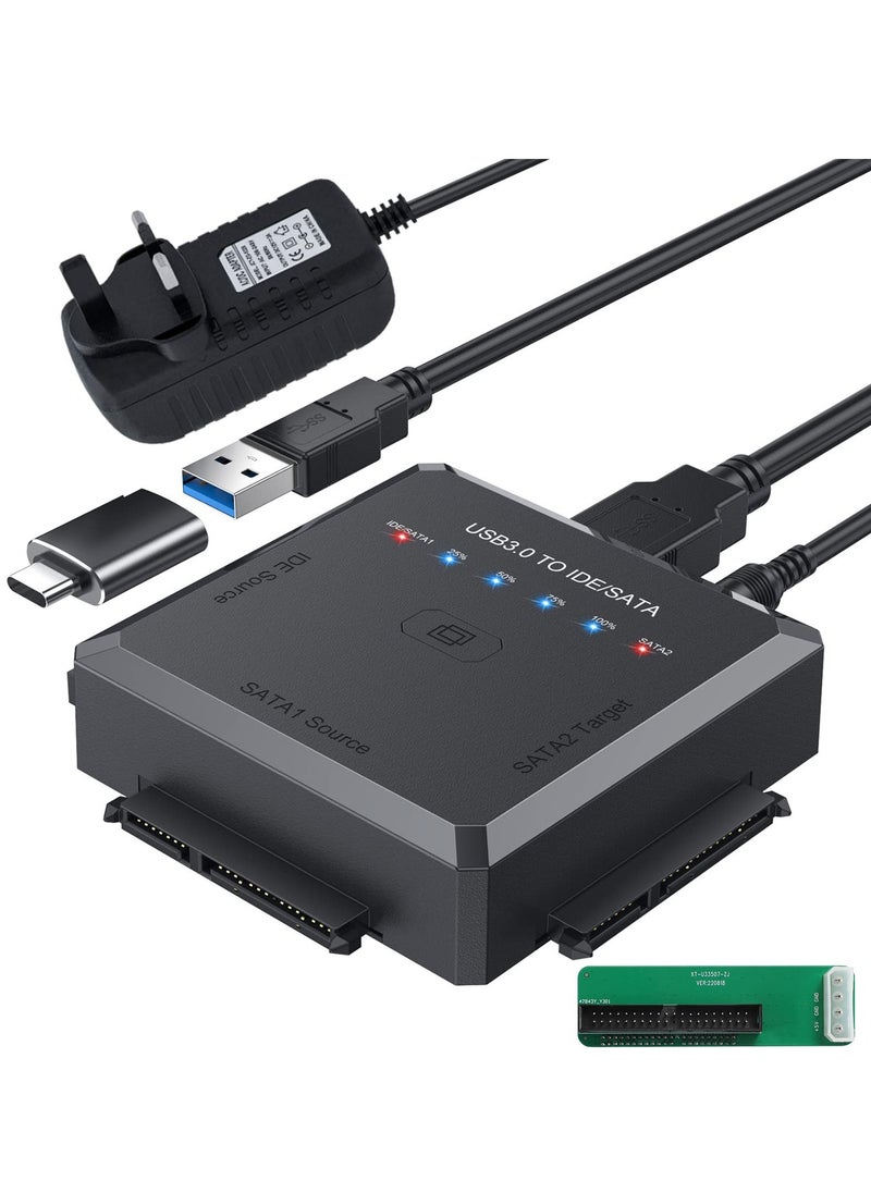 Generic - USB 3.0 Hard Drive Adapter for SATA and IDE with Offline Clone, External Data Recovery Kit for 2.5 and 3.5 Inch HDD and SSD, Supports Up to 10TB - Image 1