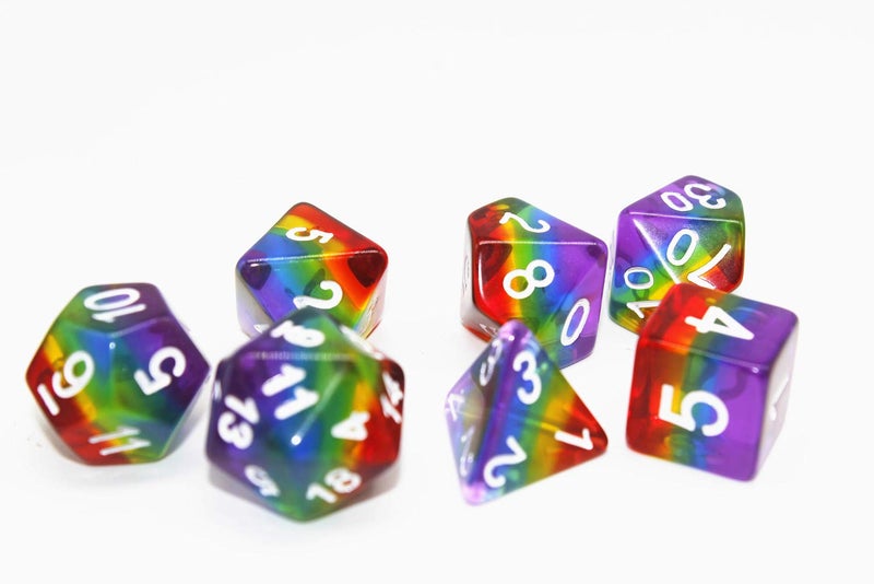 HD Polyhedral DND Dice Set RPG Rainbow Candy Dice for Dungeons and Dragons(D&D) Role Playing Game,MTG,Pathfinder,Table Game 7-Die Dice Set - Image 5