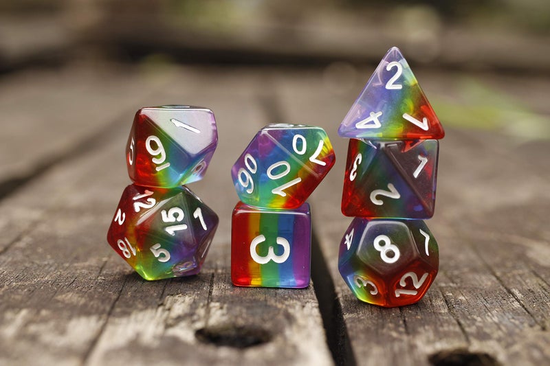 HD Polyhedral DND Dice Set RPG Rainbow Candy Dice for Dungeons and Dragons(D&D) Role Playing Game,MTG,Pathfinder,Table Game 7-Die Dice Set - Image 4
