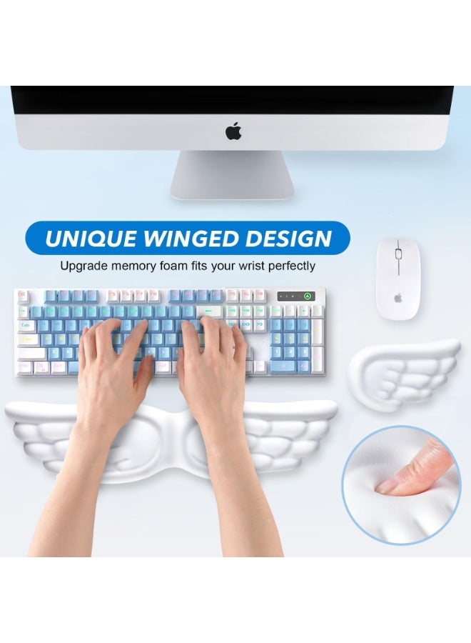 Angel Wing 3-in-1 Memory Foam Wrist Rest Set – Ergonomic Keyboard Wrist Pad, Mouse Wrist Cushion & Mouse Pad Support, Non-Slip Pain Relief for Computer Laptop, Cute Desk Accessory - Image 5