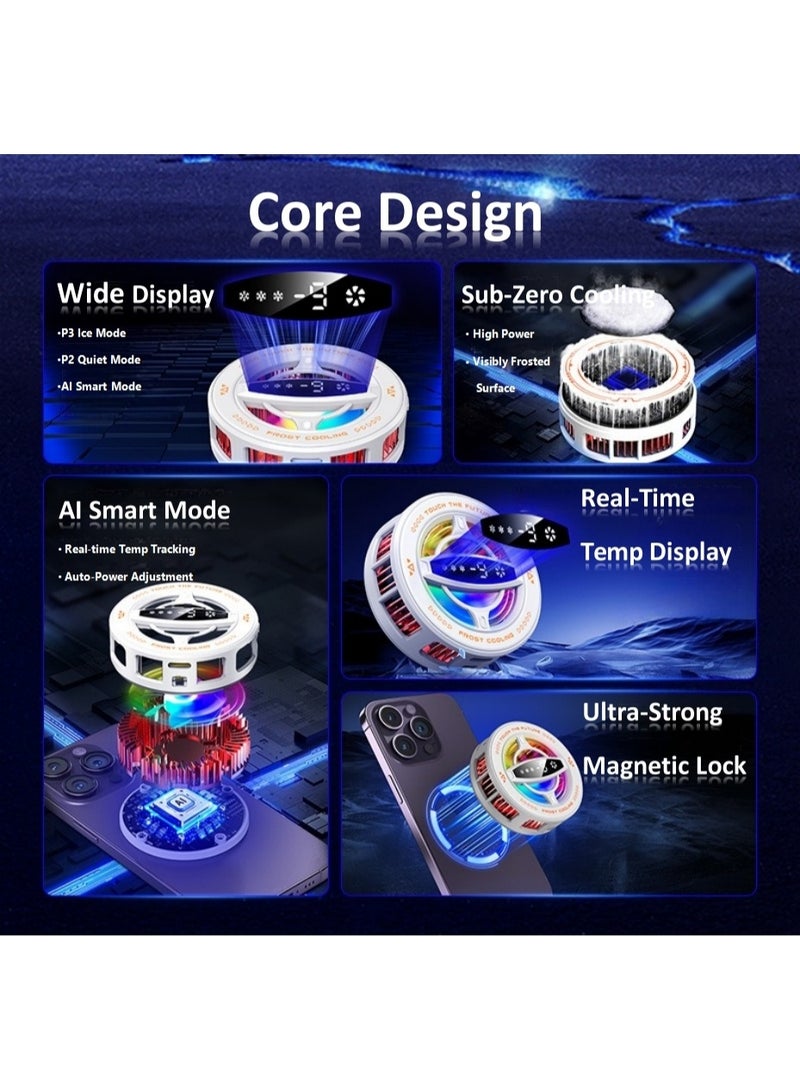 Magnetic Phone Cooler with Digital Temperature Display RGB Semiconductor Cooling Fan for Mobile Gaming,E-sports,Live Streaming,Low Noise,Smart Temp Control Back Clip for iPhone,Samsung,iPad - Image 5