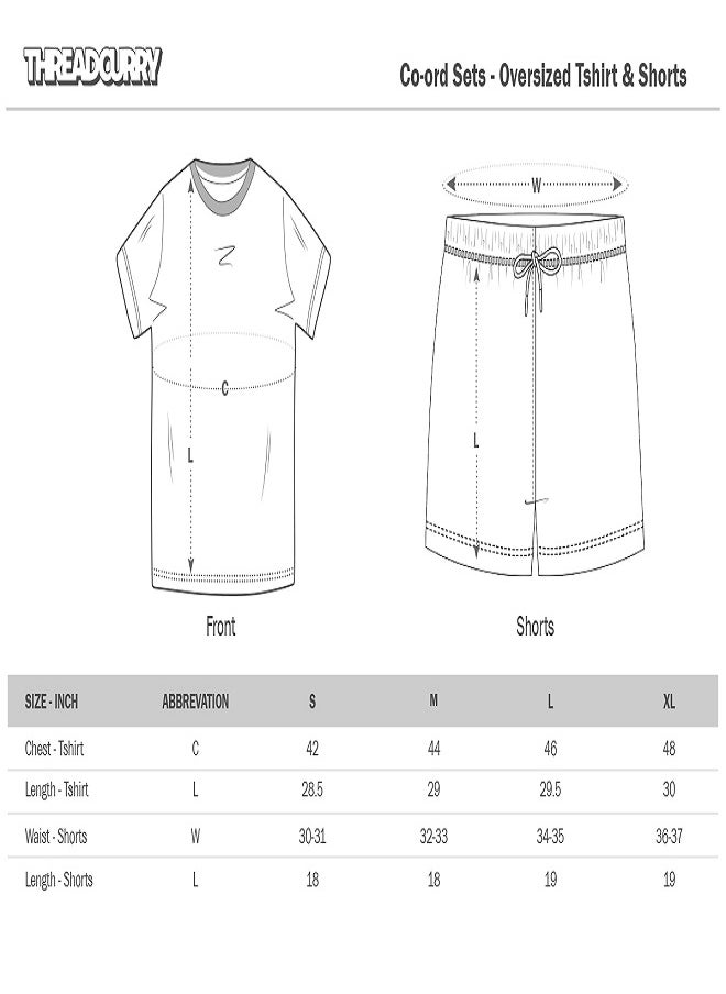 THREADCURRY - THREADCURRY Eclipse of Worlds Printed Co-ord Set for Men - Half Sleeve Oversized T-Shirt and Shorts - Image 1