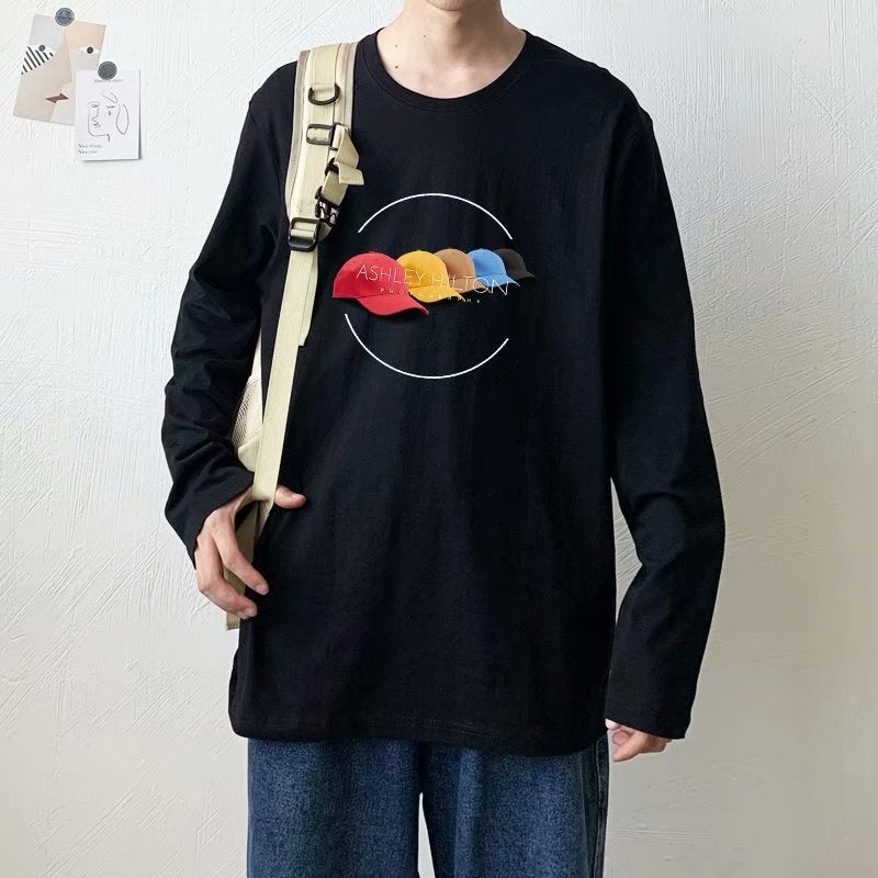 Long Sleeve T-Shirt Ins Men'S Loose Printed Hong Kong Style Fashion Handsome Tide Brand Clothes Tide Generation Hair - Image 2