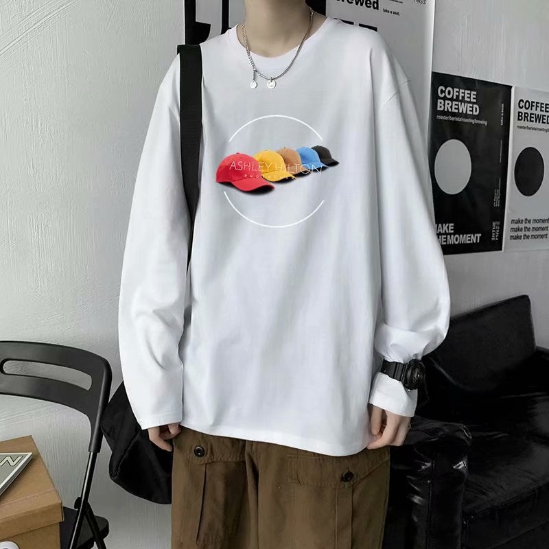 Long Sleeve T-Shirt Ins Men'S Loose Printed Hong Kong Style Fashion Handsome Tide Brand Clothes Tide Generation Hair - Image 4