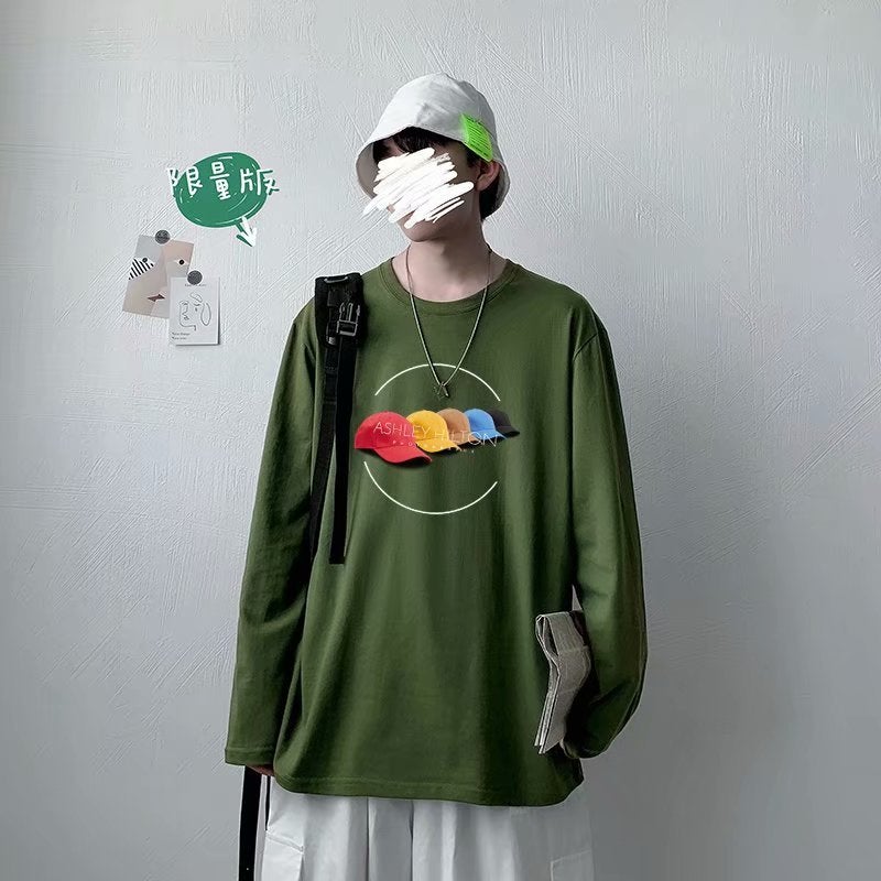 Long Sleeve T-Shirt Ins Men'S Loose Printed Hong Kong Style Fashion Handsome Tide Brand Clothes Tide Generation Hair - Image 5
