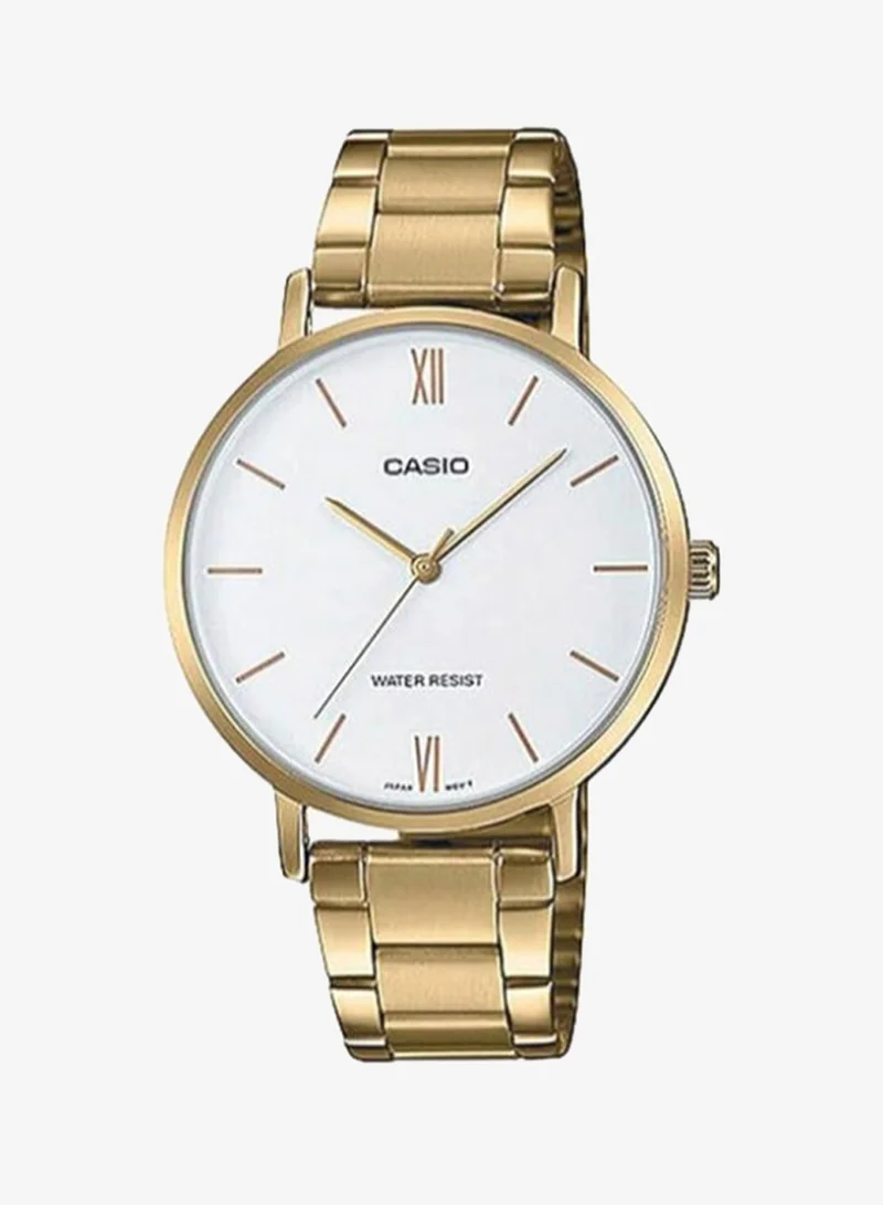 Casio Women's Analog Display Watch With Gold Stainless Steel Strap - LTP-VT01G-7BUDF