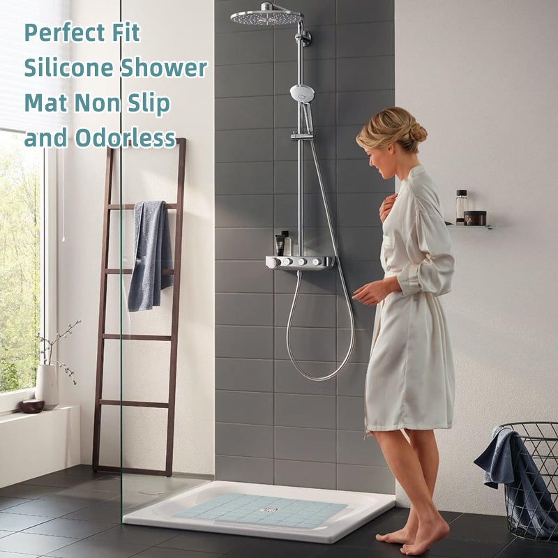 MeimeiDe Shower Mat Non Slip Silicone Soft Odorless Bathtub Mat Non Slip No Suction Cups for Refinished,Reglazed and Textured Bath Tub Mat 24 X 24 Inch Grey - Image 5