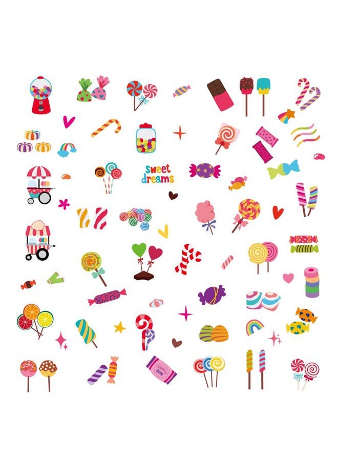Cleverplay - 24 Sheets Candyland Temporary Tattoos, Birthday Decorations Candyland Party Favors - Image 1